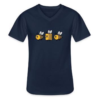 bee different Comic Biene - Männer-T-Shirt mit V-Ausschnitt - Navy - Vorne - AI Model Male 178 dark (178cm)