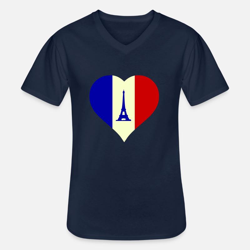 Herz Frankreich - Männer-T-Shirt mit V-Ausschnitt - Navy