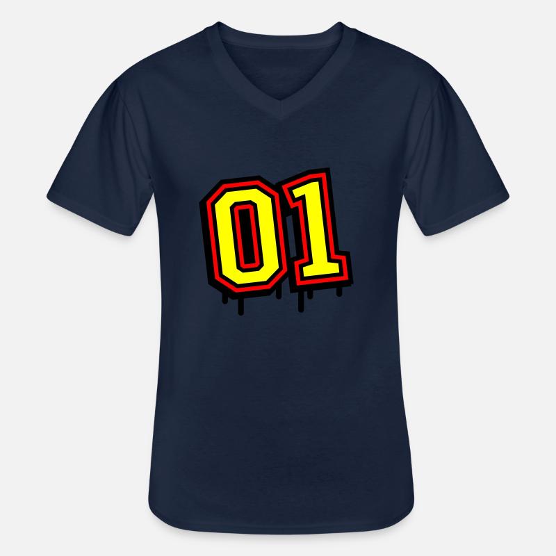 01 eins nummer - Männer-T-Shirt mit V-Ausschnitt - Navy