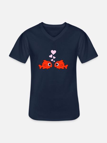 Comic Pisces in Love - Men's V-Neck T-Shirt - navy