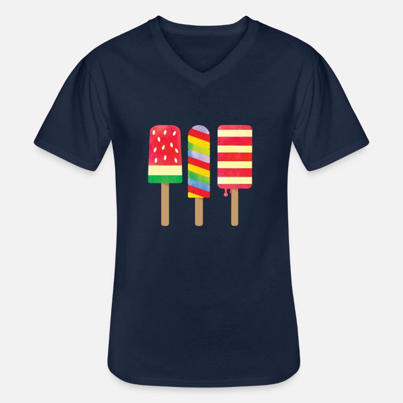 Drei leckere Eiscreme - Männer-T-Shirt mit V-Ausschnitt - Navy