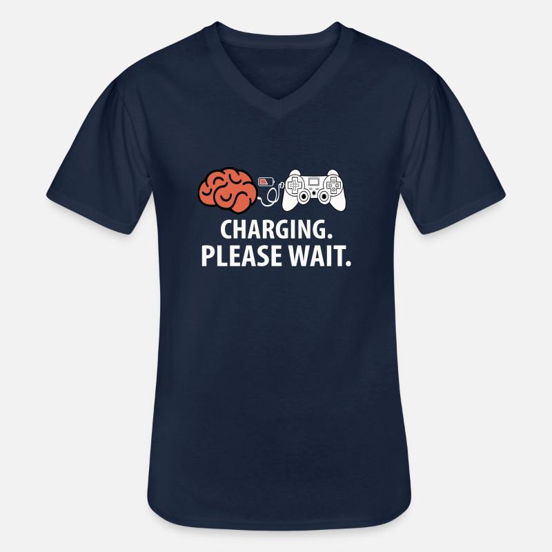Charging Please Wait - Männer-T-Shirt mit V-Ausschnitt - Navy