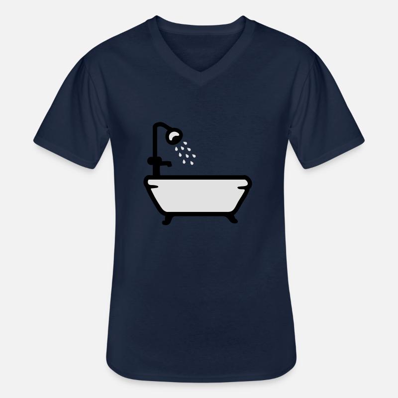 Badewanne - Dusche - Männer-T-Shirt mit V-Ausschnitt - Navy