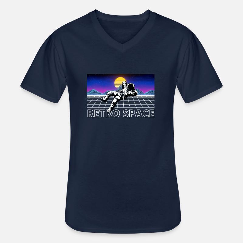 Retro Space Design - Männer-T-Shirt mit V-Ausschnitt - Navy