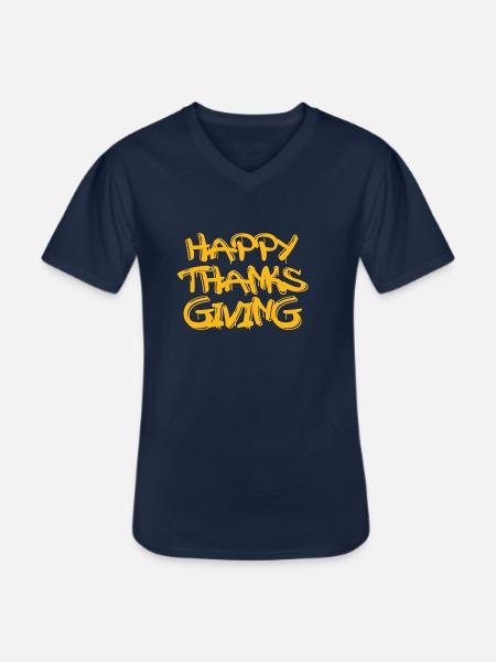 Happy Thanks Giving - Men's V-Neck T-Shirt - navy