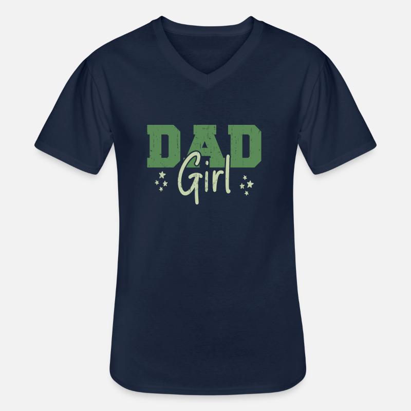 Mädchen Papa - Männer-T-Shirt mit V-Ausschnitt - Navy