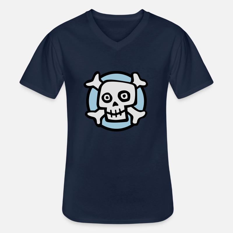 comic_skull_072011_b_3c - Männer-T-Shirt mit V-Ausschnitt - Navy