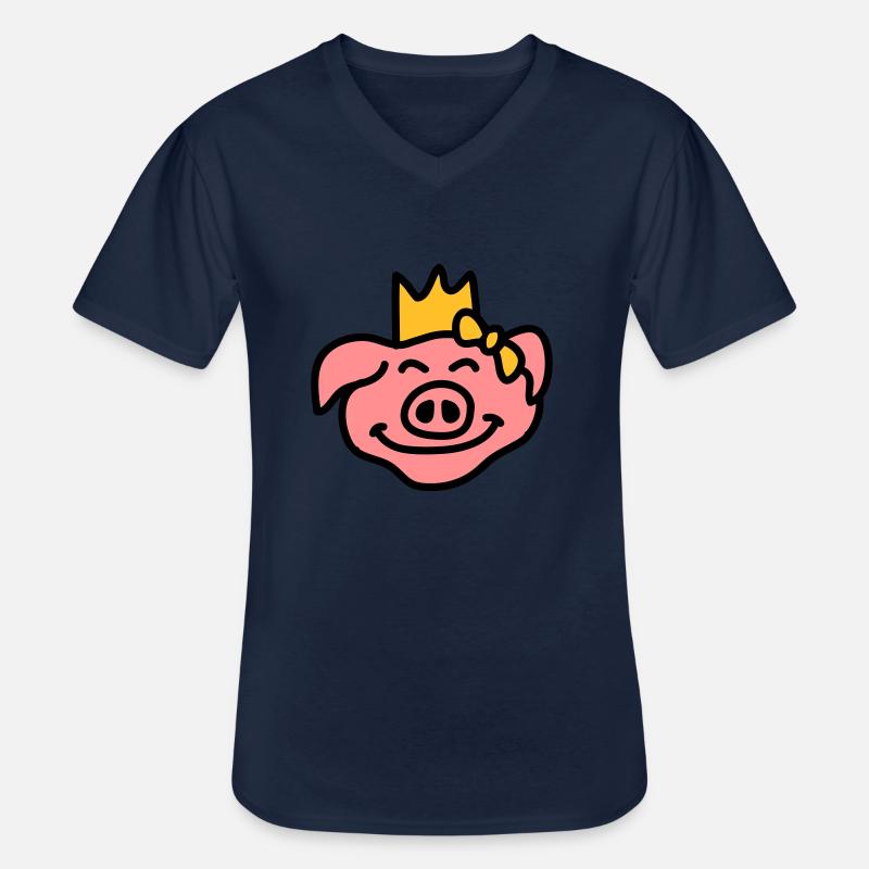 Pricess Pig Head - Männer-T-Shirt mit V-Ausschnitt - Navy