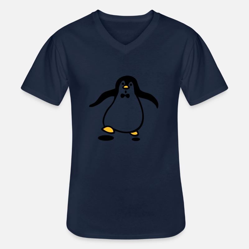 Pinguin - Männer-T-Shirt mit V-Ausschnitt - Navy