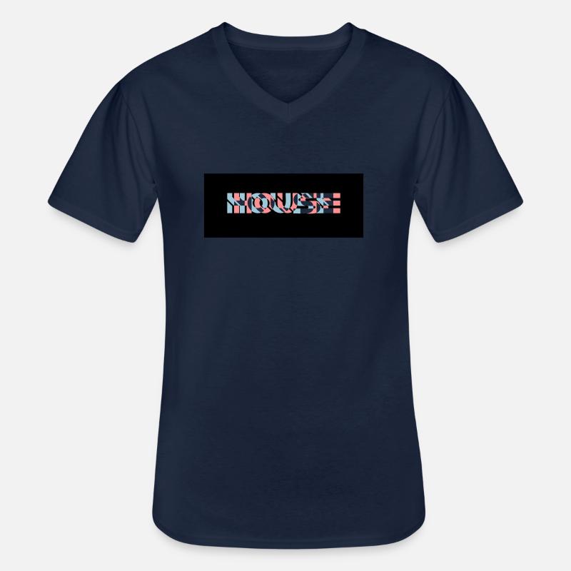 3D Effekt House Logo - Männer-T-Shirt mit V-Ausschnitt - Navy