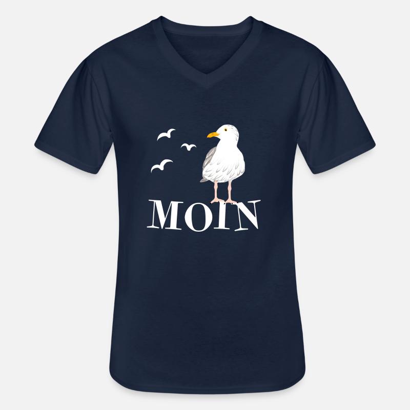 Moin Möwe - Männer-T-Shirt mit V-Ausschnitt - Navy