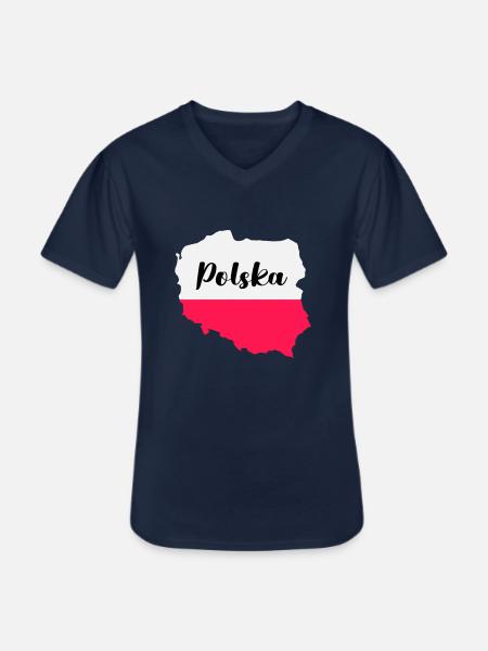 Poland Polska - Men's V-Neck T-Shirt - navy