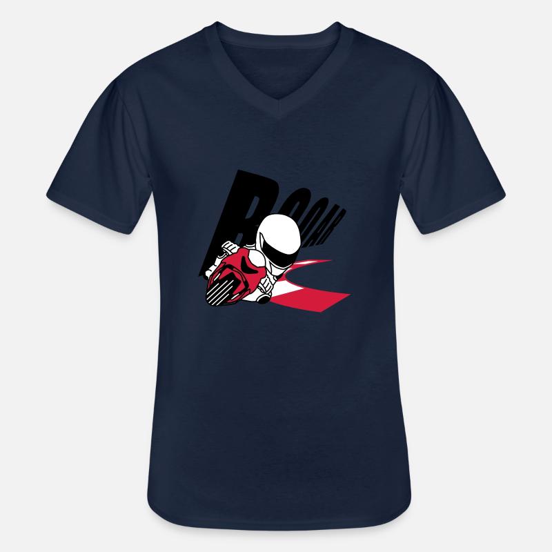 MOTO GP ROAR - Männer-T-Shirt mit V-Ausschnitt - Navy