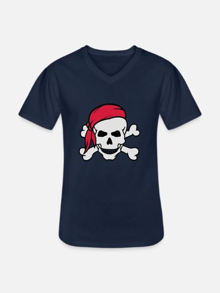 totenkopf_pirat_02 - Men's V-Neck T-Shirt - navy