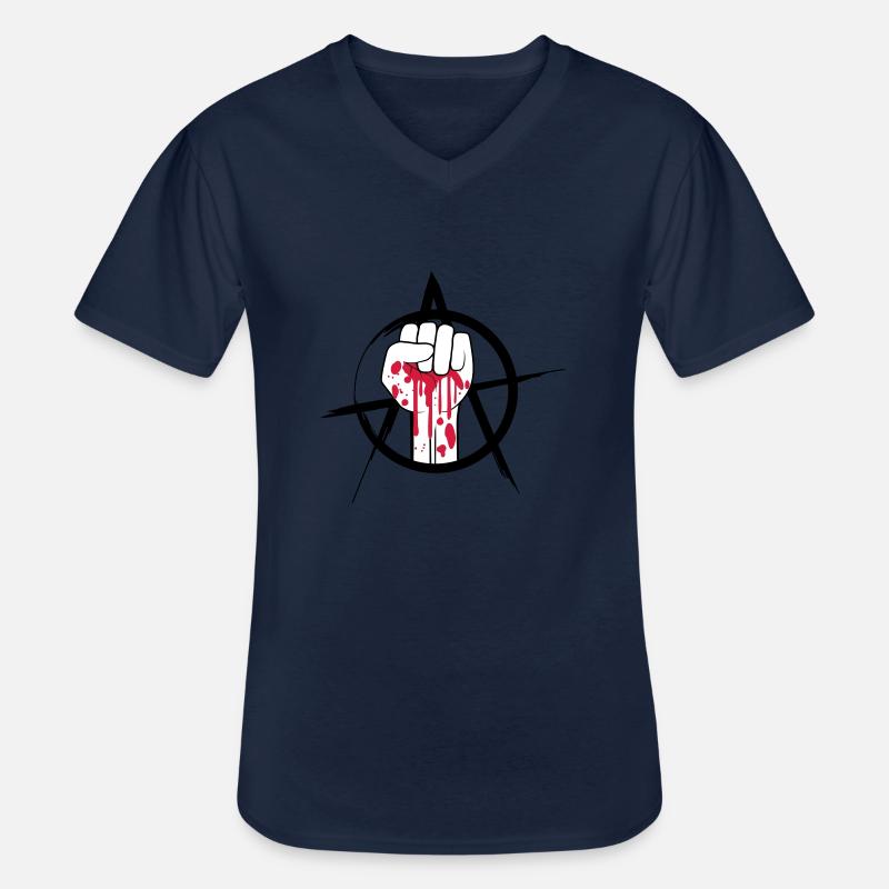Blutige Faust Logo - Männer-T-Shirt mit V-Ausschnitt - Navy
