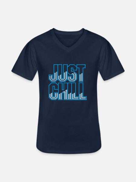 Just Chill Text Logo - Men's V-Neck T-Shirt - navy