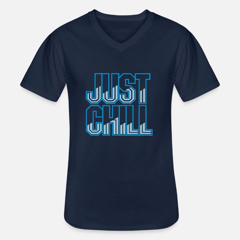 Just Chill Text Logo - Men's V-Neck T-Shirt - navy