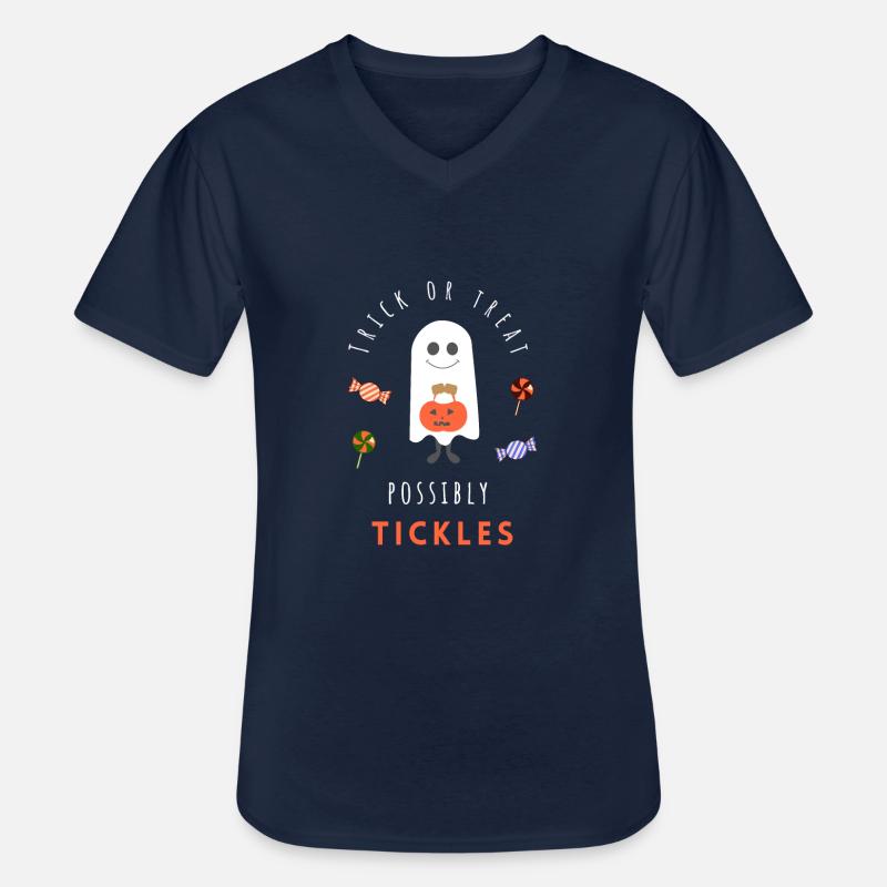 Süßigkeiten oder Streiche, evtl. Kitzeln - Männer-T-Shirt mit V-Ausschnitt - Navy