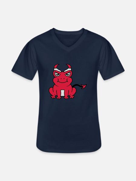 Devil Horns Frog Demon - Men's V-Neck T-Shirt - navy