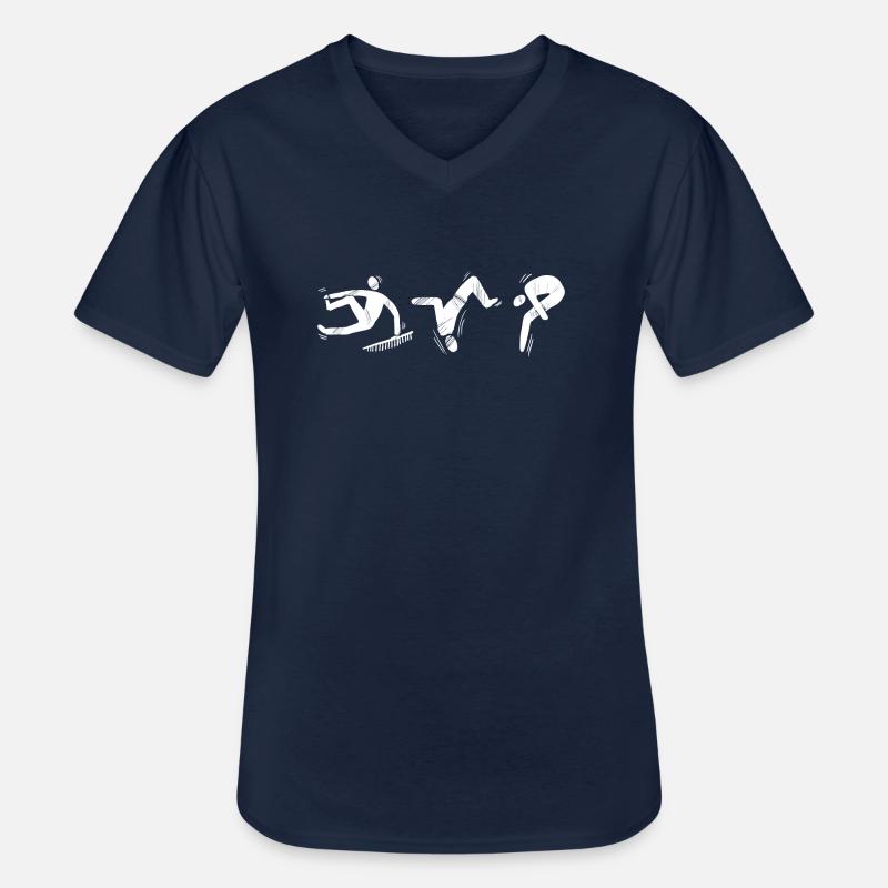 Parkour-Lauf-Springen - Männer-T-Shirt mit V-Ausschnitt - Navy