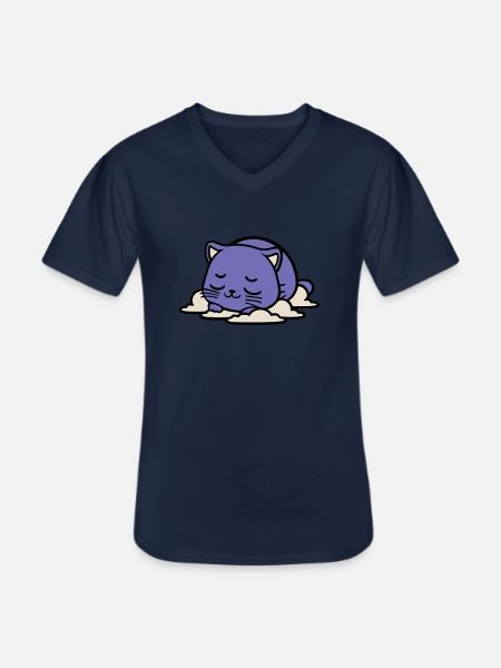 Baby sleeping cat - Men's V-Neck T-Shirt - navy