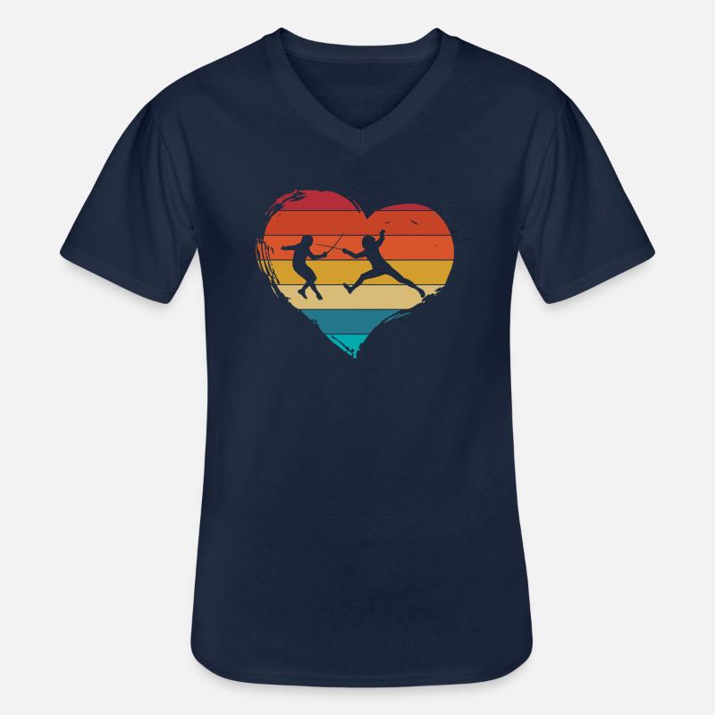Fechten Retro - Männer-T-Shirt mit V-Ausschnitt - Navy