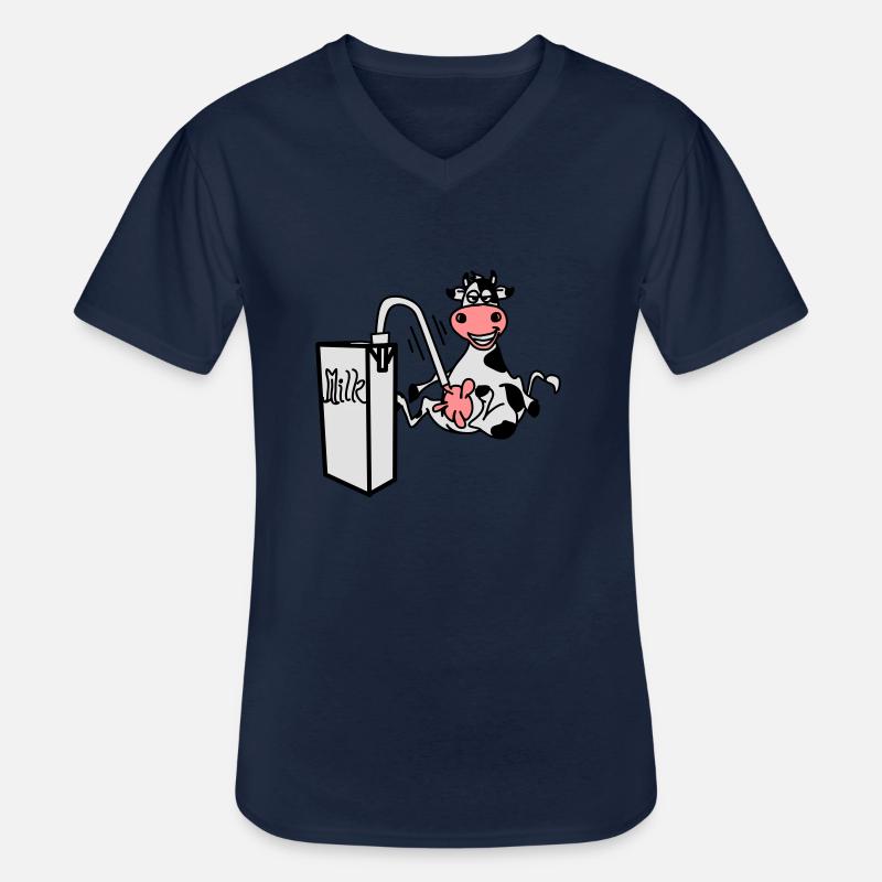 milkcow - Männer-T-Shirt mit V-Ausschnitt - Navy