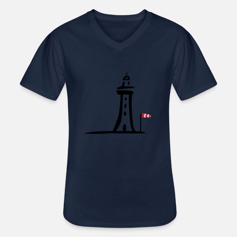 leuchtturm - Männer-T-Shirt mit V-Ausschnitt - Navy