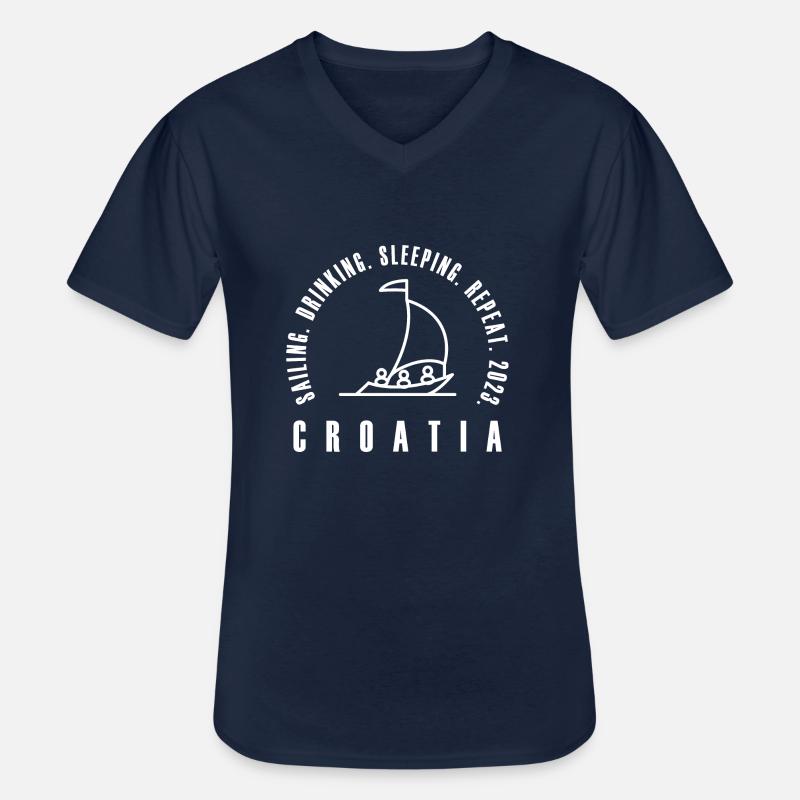 sailing drinking sleeping repeat 2023 - Männer-T-Shirt mit V-Ausschnitt - Navy