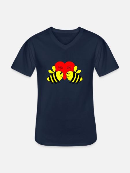 Bee Love 3 - Men's V-Neck T-Shirt - navy