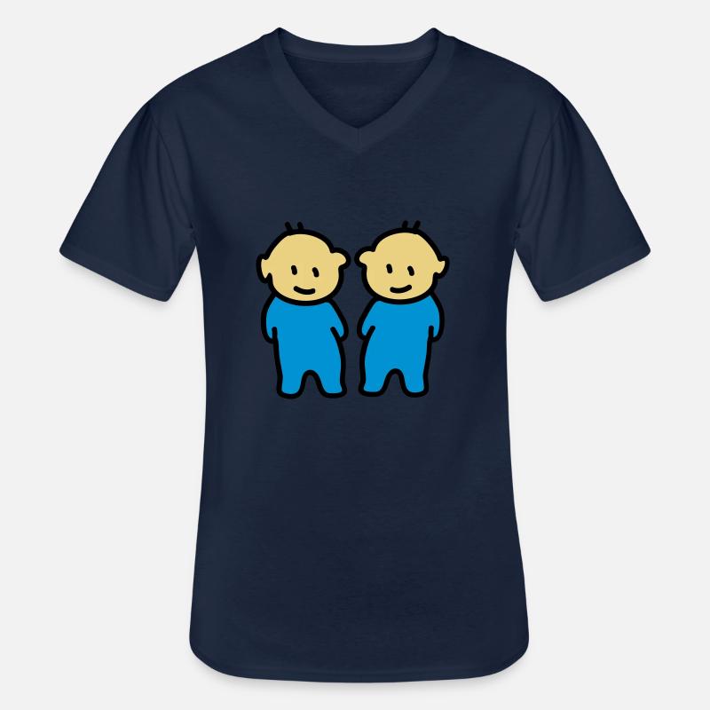 Zwillinge - Twins - Männer-T-Shirt mit V-Ausschnitt - Navy
