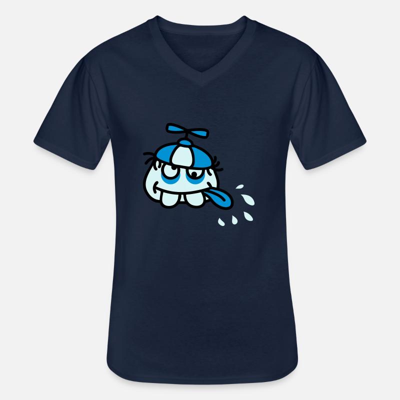 Funny Crazy Stupid Face - T-shirt col V Homme - marine