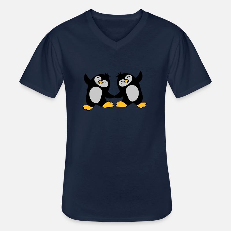 2 pingouins mignons dansant - T-shirt col V Homme - marine