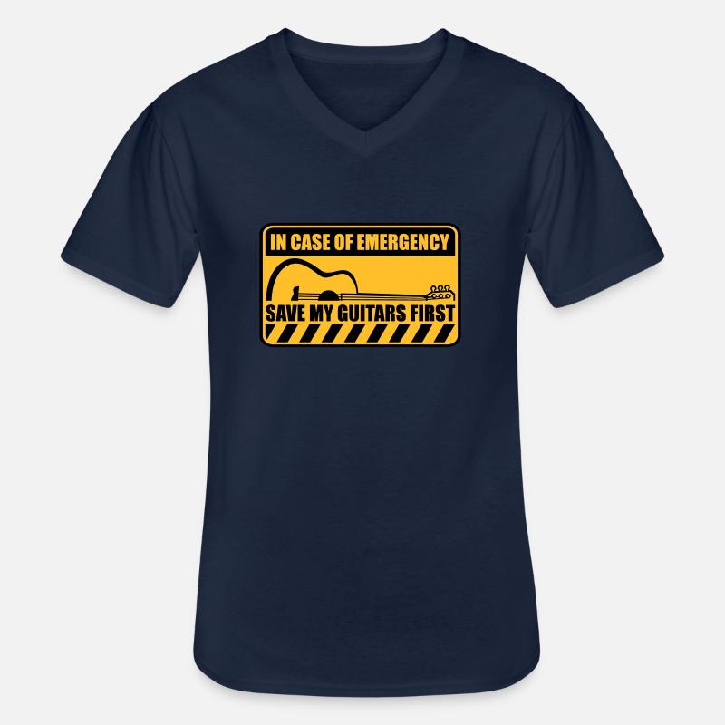 Save My Guitars First - Männer-T-Shirt mit V-Ausschnitt - Navy