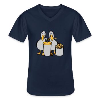 Fast food stolen seagulls - Men's V-Neck T-Shirt - navy - Front - AI Model Male 178 dark (178cm)