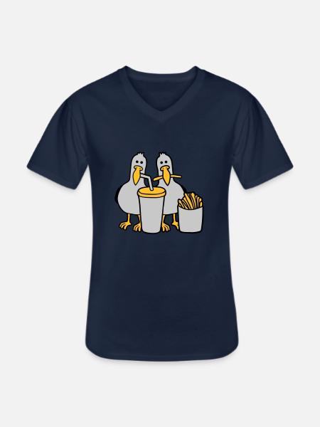 Fast food stolen seagulls - Men's V-Neck T-Shirt - navy