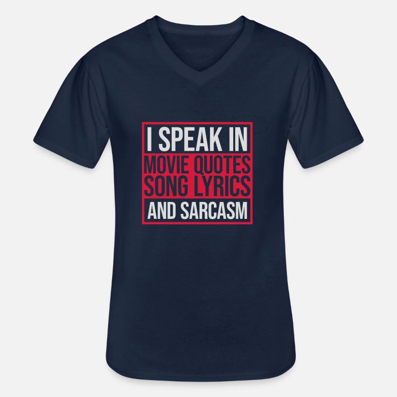 speak lyrics and sarcasm - Männer-T-Shirt mit V-Ausschnitt - Navy