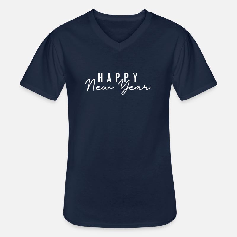 Happ Neujahr - Männer-T-Shirt mit V-Ausschnitt - Navy