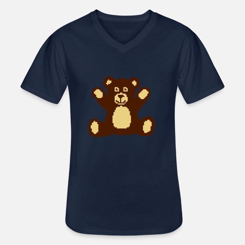 Pixelbär - Männer-T-Shirt mit V-Ausschnitt - Navy