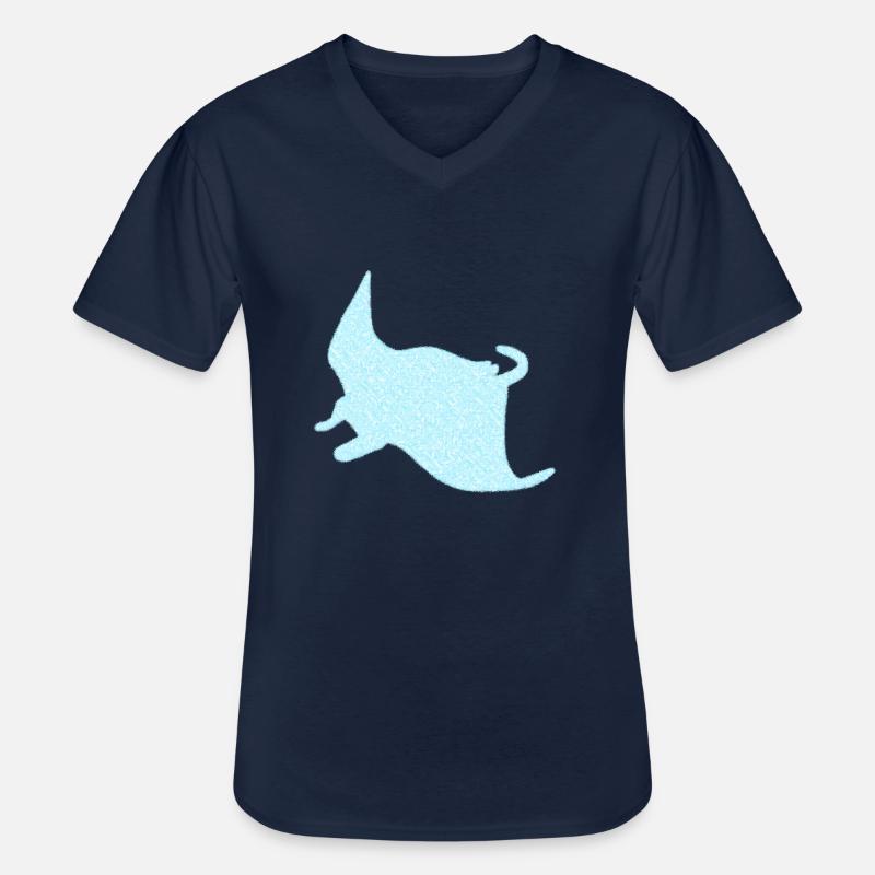 Rochen Manta - Männer-T-Shirt mit V-Ausschnitt - Navy