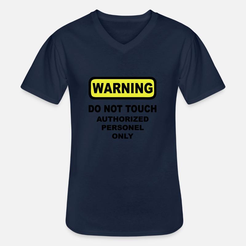 warning humor - Männer-T-Shirt mit V-Ausschnitt - Navy
