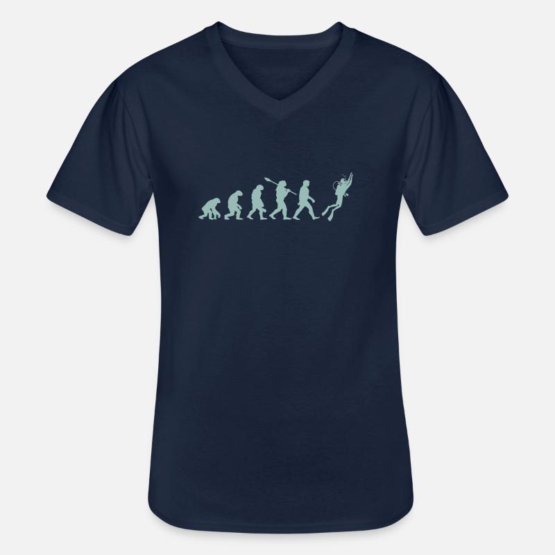 Tauchen Evolution - Männer-T-Shirt mit V-Ausschnitt - Navy