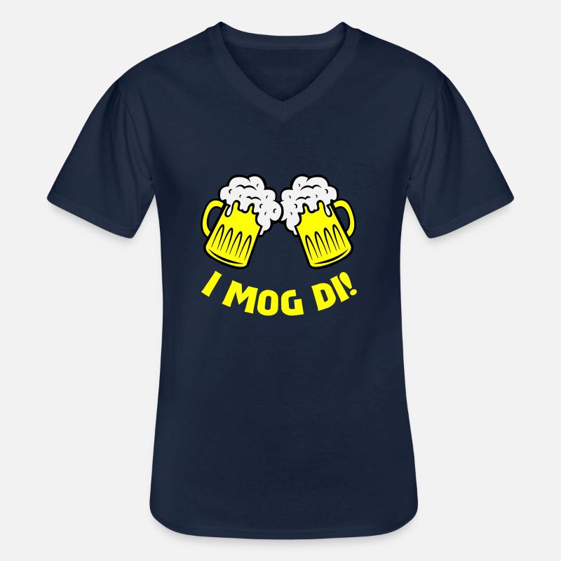 bier i mog di - Männer-T-Shirt mit V-Ausschnitt - Navy