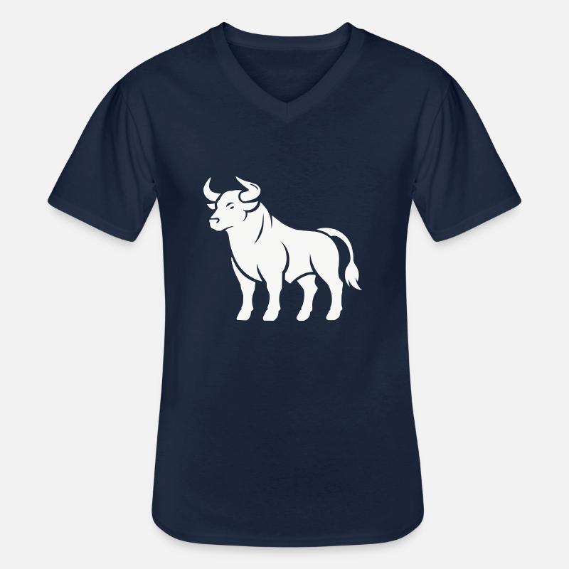 bull - Men's V-Neck T-Shirt - navy