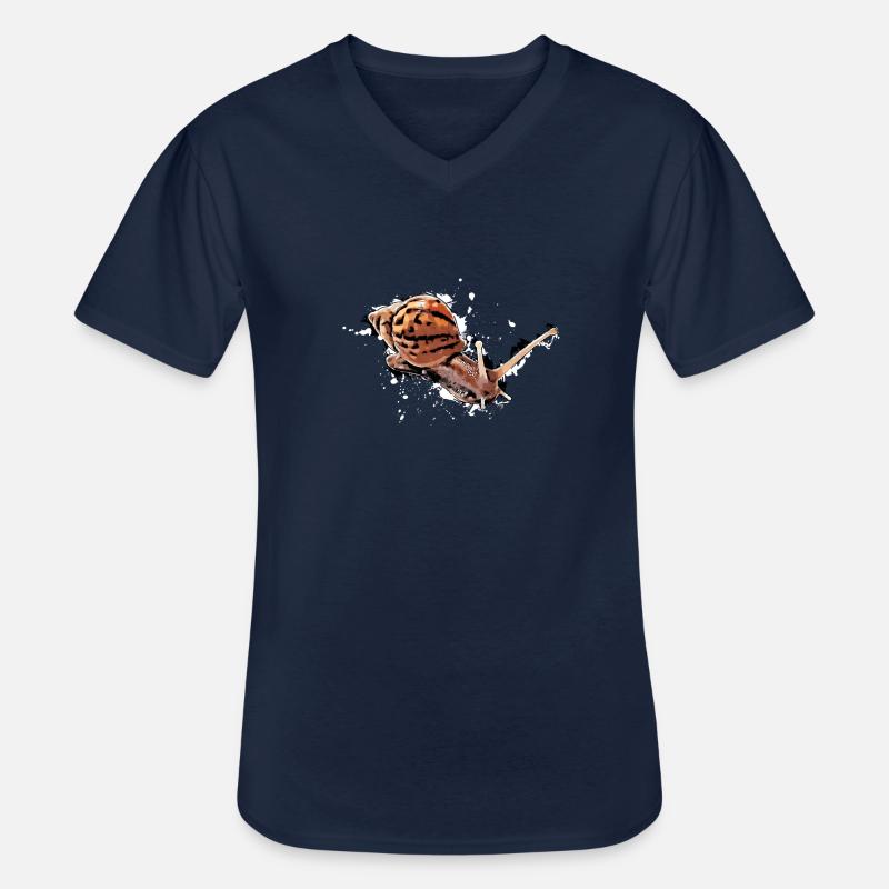 snail with dots - Männer-T-Shirt mit V-Ausschnitt - Navy