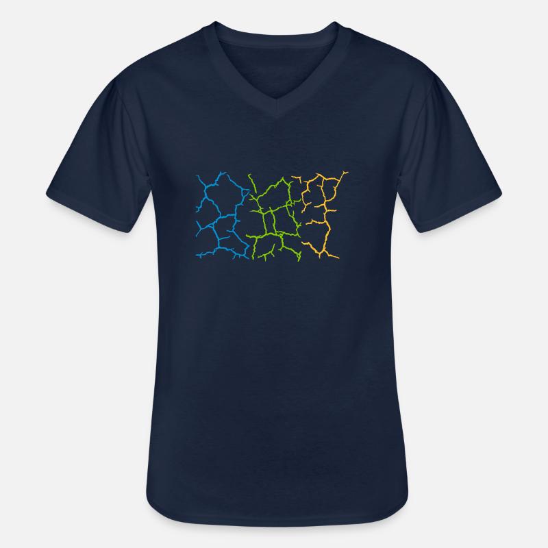 Boden Risse Muster Bunt - Männer-T-Shirt mit V-Ausschnitt - Navy