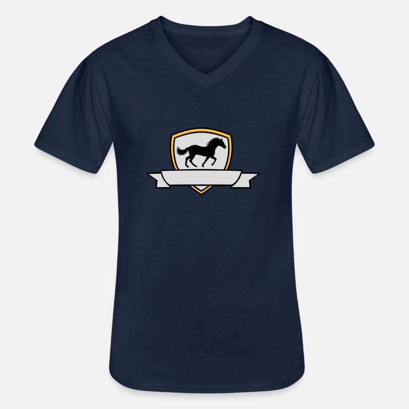Banner Pferd Wappen Schild - Männer-T-Shirt mit V-Ausschnitt - Navy