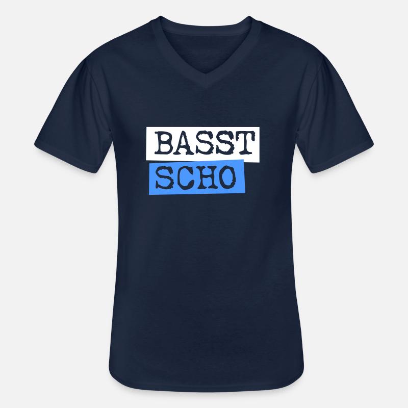 Basst Scho - Männer-T-Shirt mit V-Ausschnitt - Navy