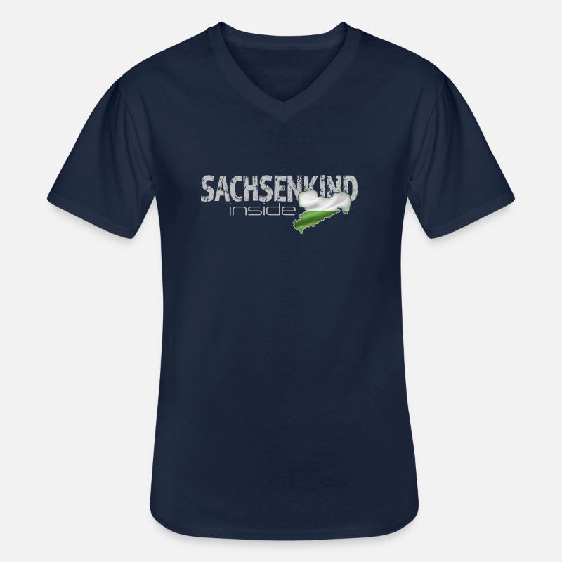 Sachsenkind inside - Sachsen - Männer-T-Shirt mit V-Ausschnitt - Navy