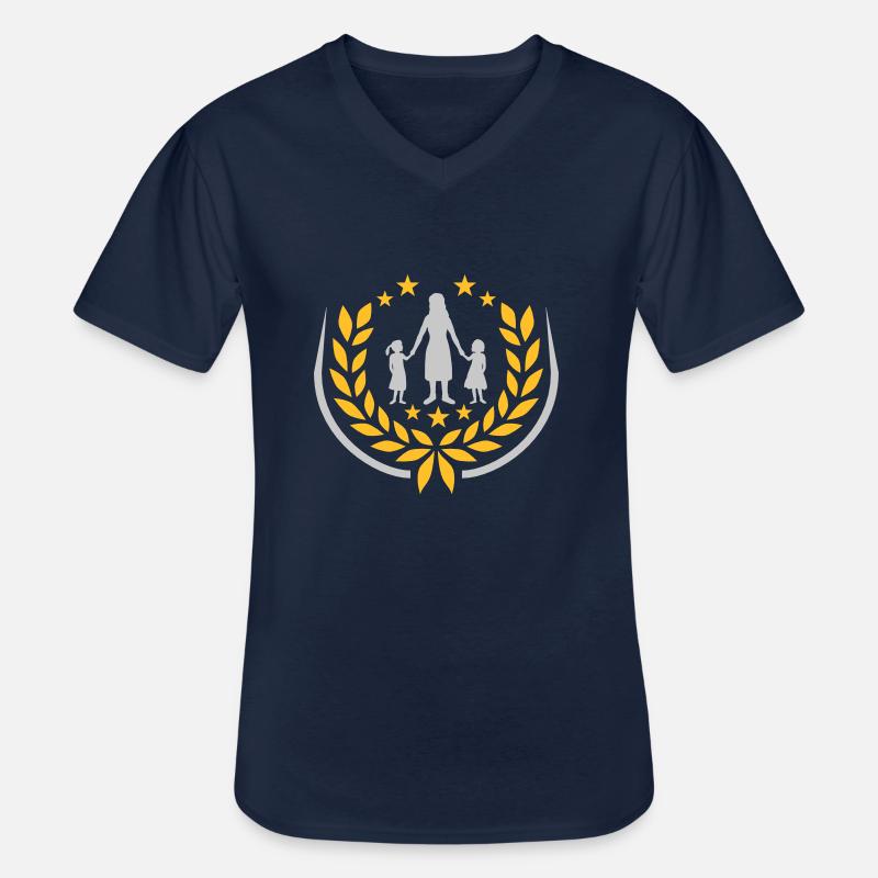 2 Töchter Mutter Lorbeerkranz - Männer-T-Shirt mit V-Ausschnitt - Navy